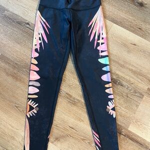 Teeki Black and Multicolor Patterned Leggings